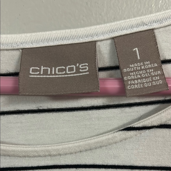 Striped White and Black Women's Top - Picture 2 of 6